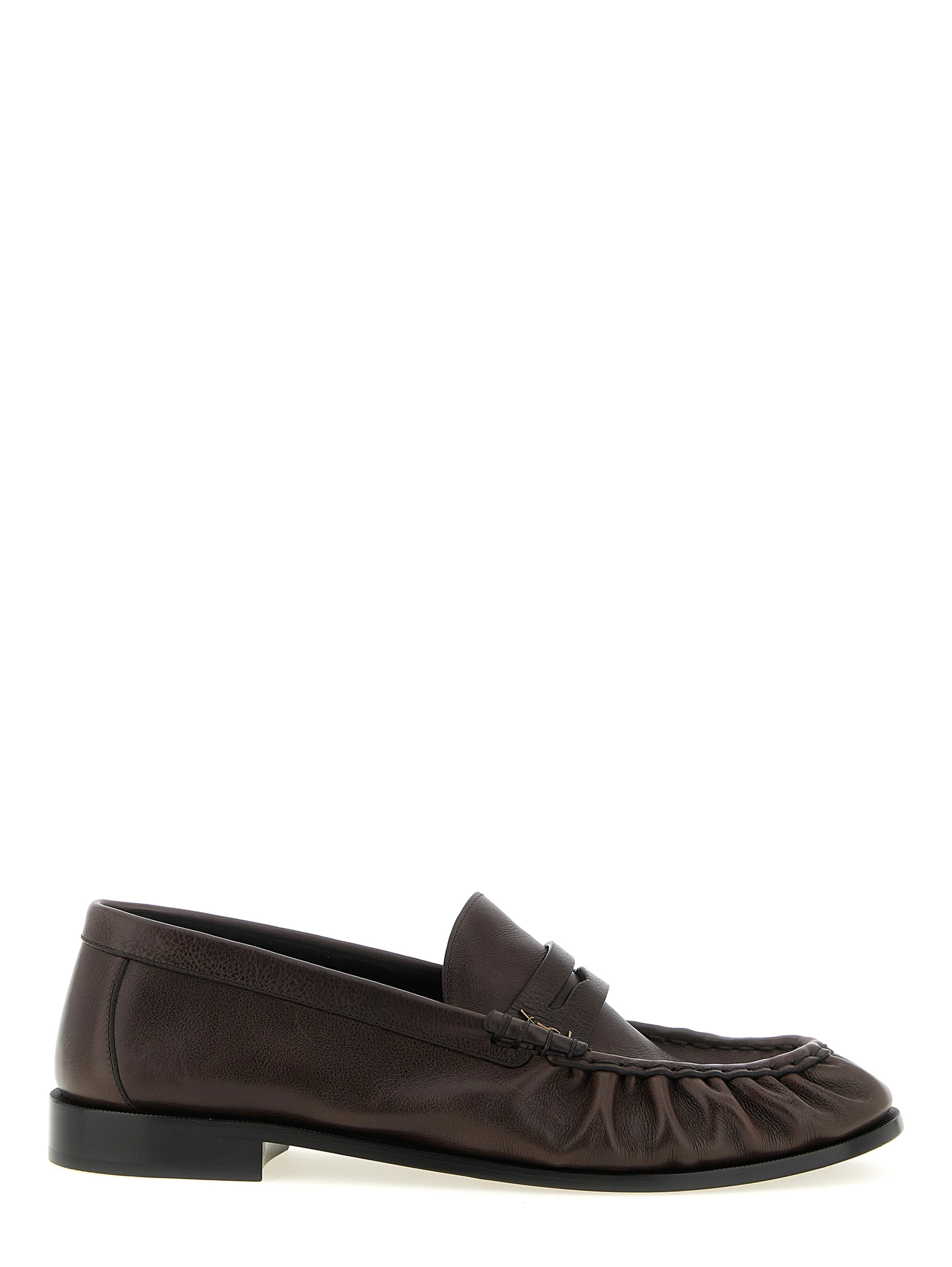 Brown Calfskin Slip-On Loafers