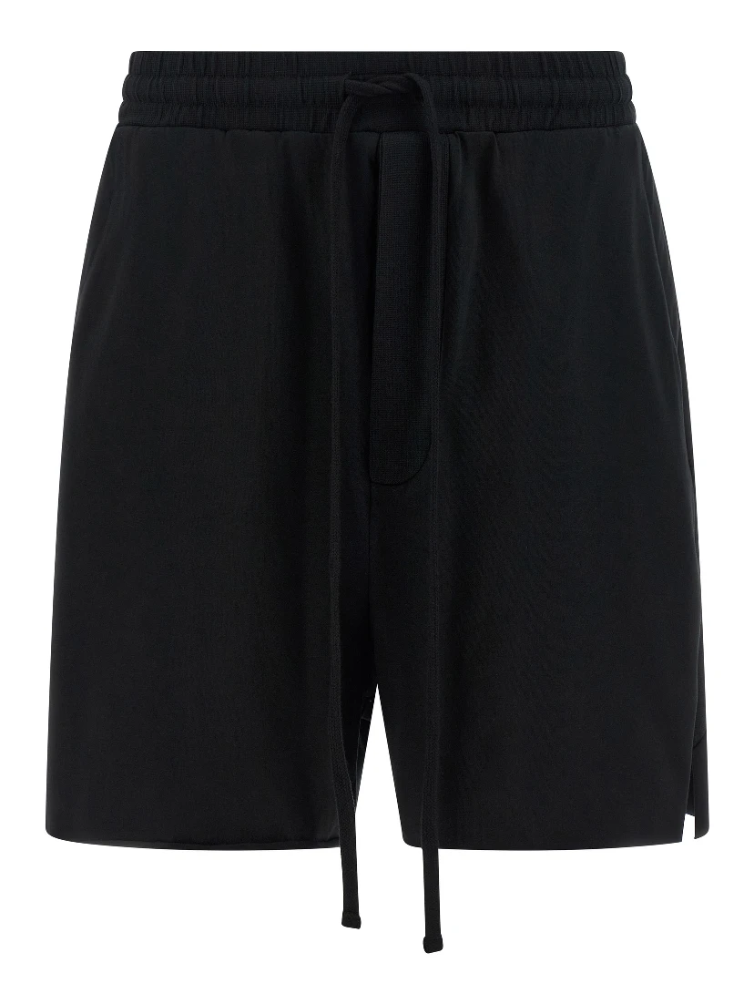 Black Cotton Bermuda Shorts