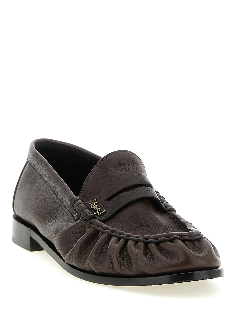Brown Calfskin Slip-On Loafers