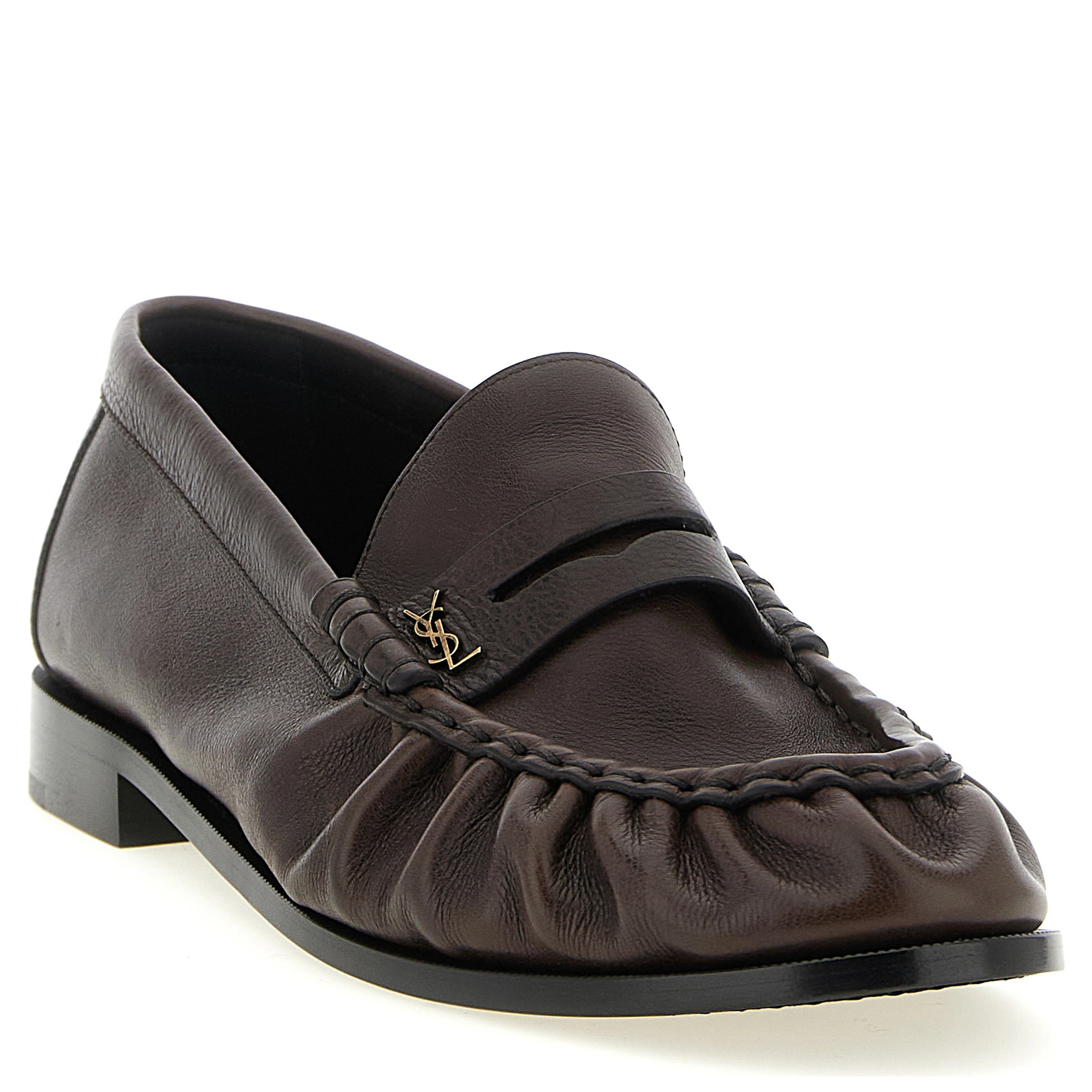 Brown Calfskin Slip-On Loafers