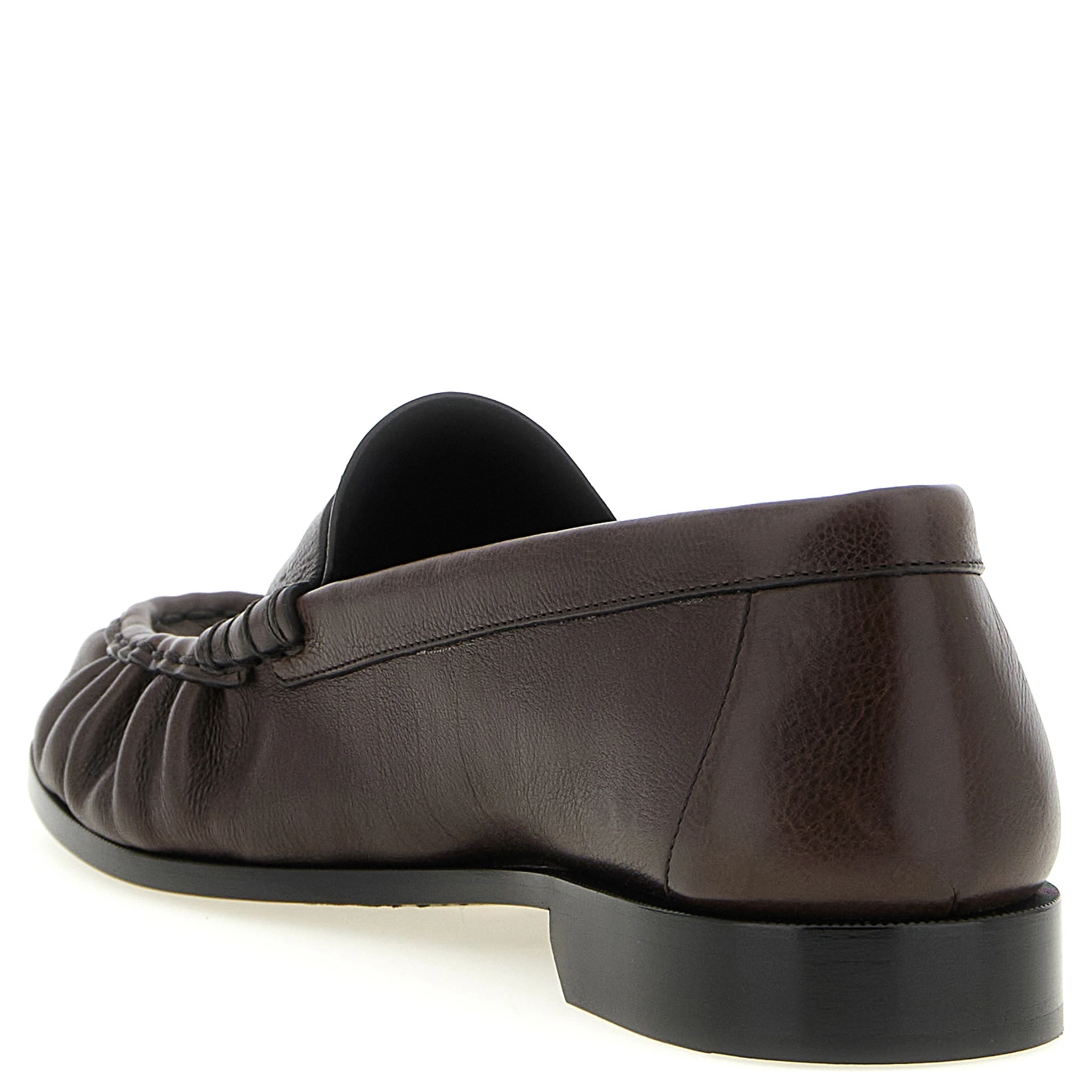 Brown Calfskin Slip-On Loafers