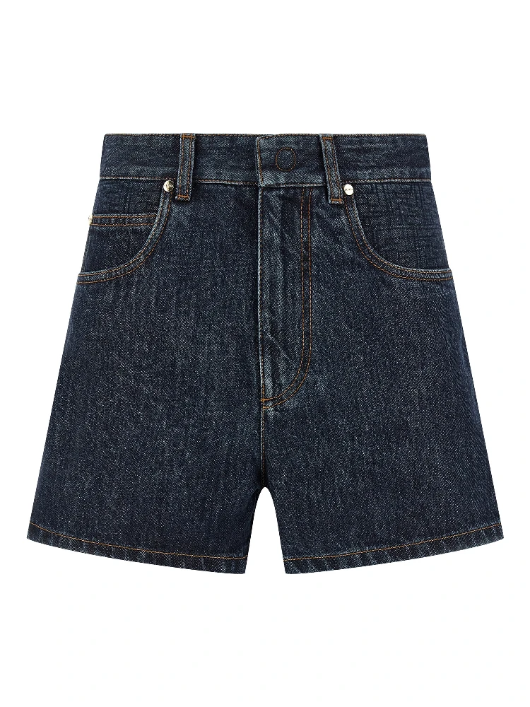 Blue Cotton Bermuda Shorts