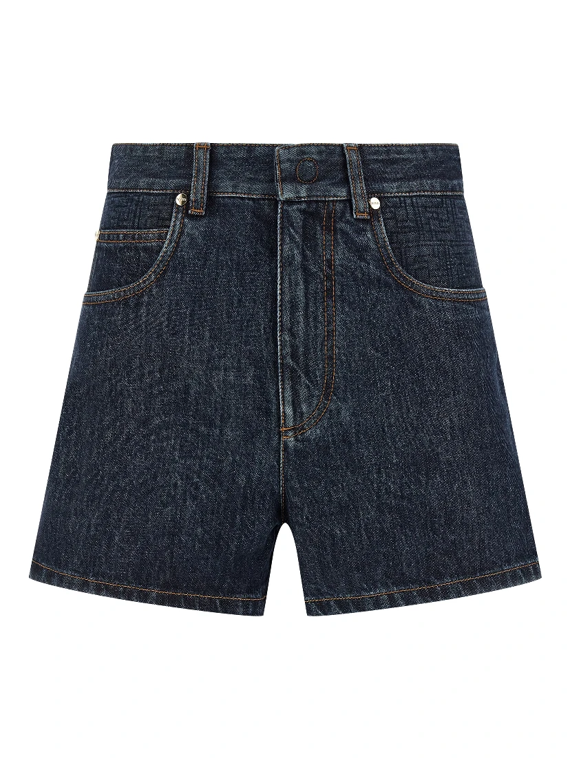 Blue Cotton Bermuda Shorts