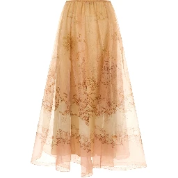 Beige Silk Mini Skirt