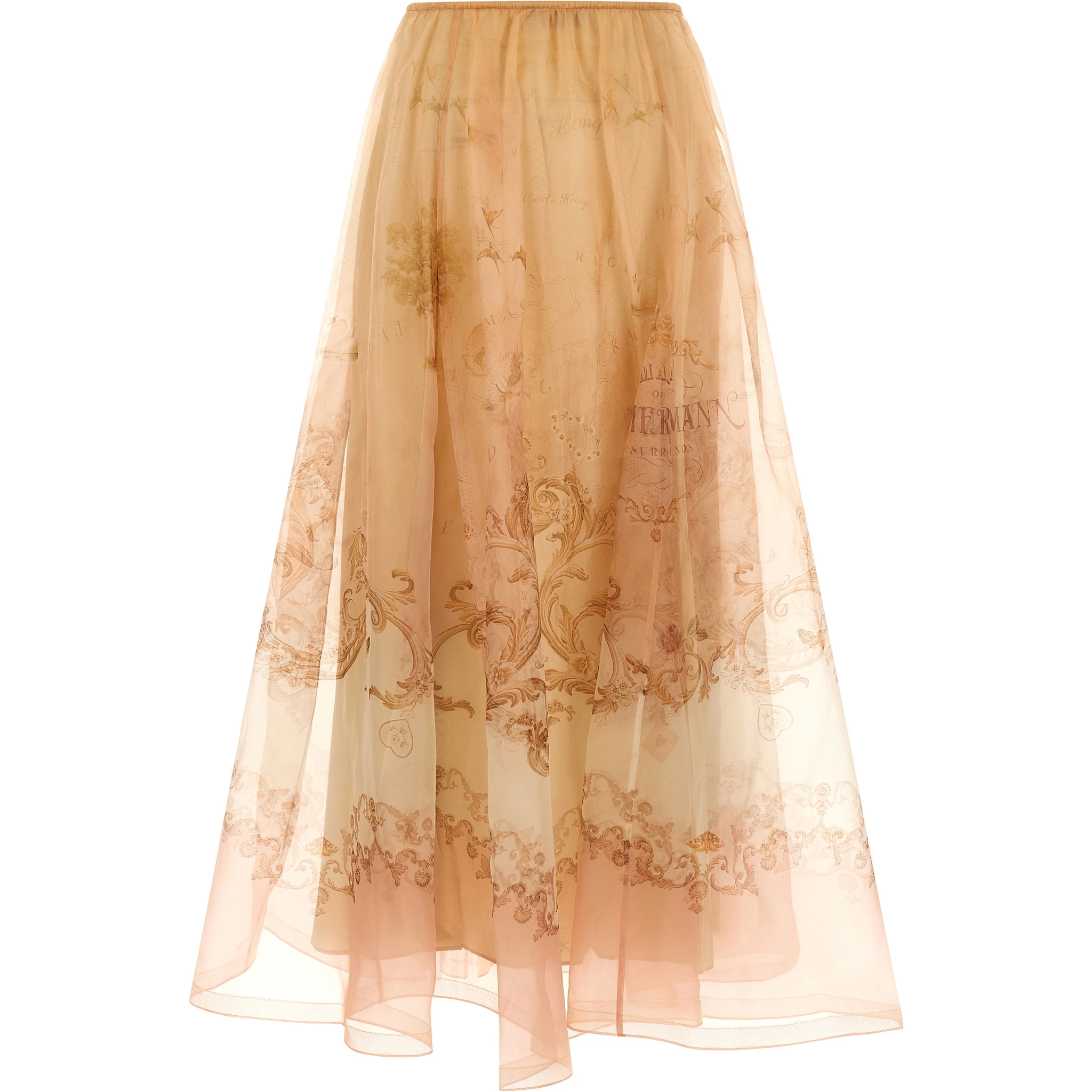Beige Silk Mini Skirt