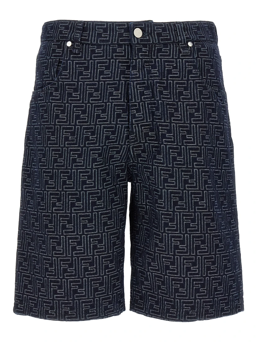 Blue Cotton Bermuda Shorts