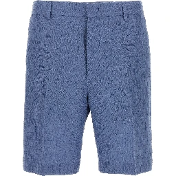 Blue Linen Bermuda Shorts