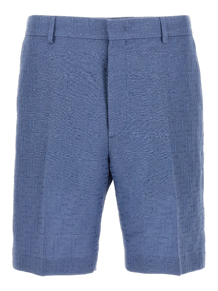 Blue Linen Bermuda Shorts