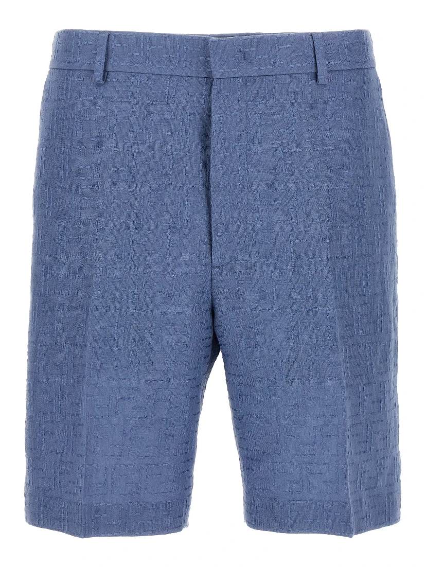 Blue Linen Bermuda Shorts