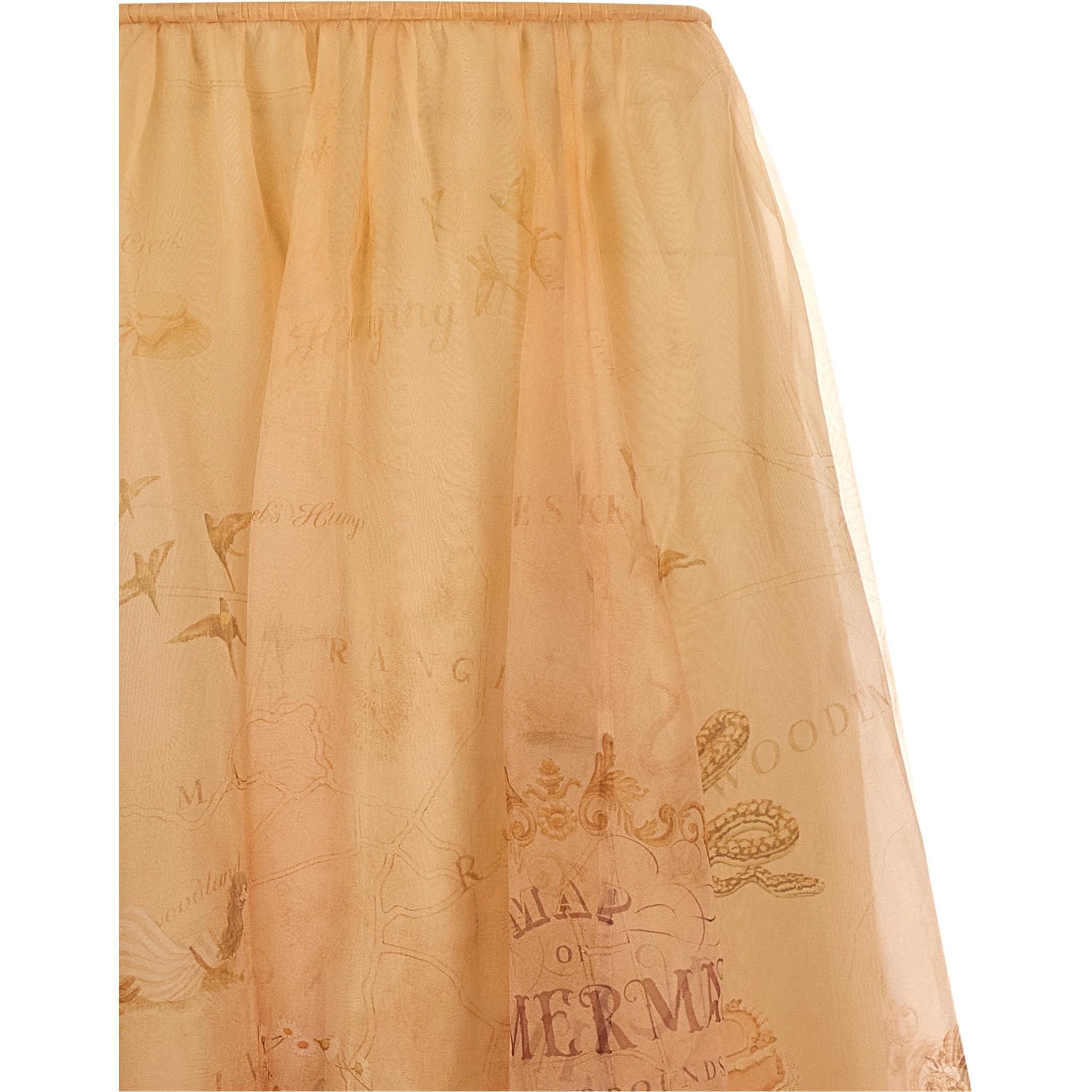Beige Silk Mini Skirt
