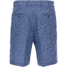 Blue Linen Bermuda Shorts