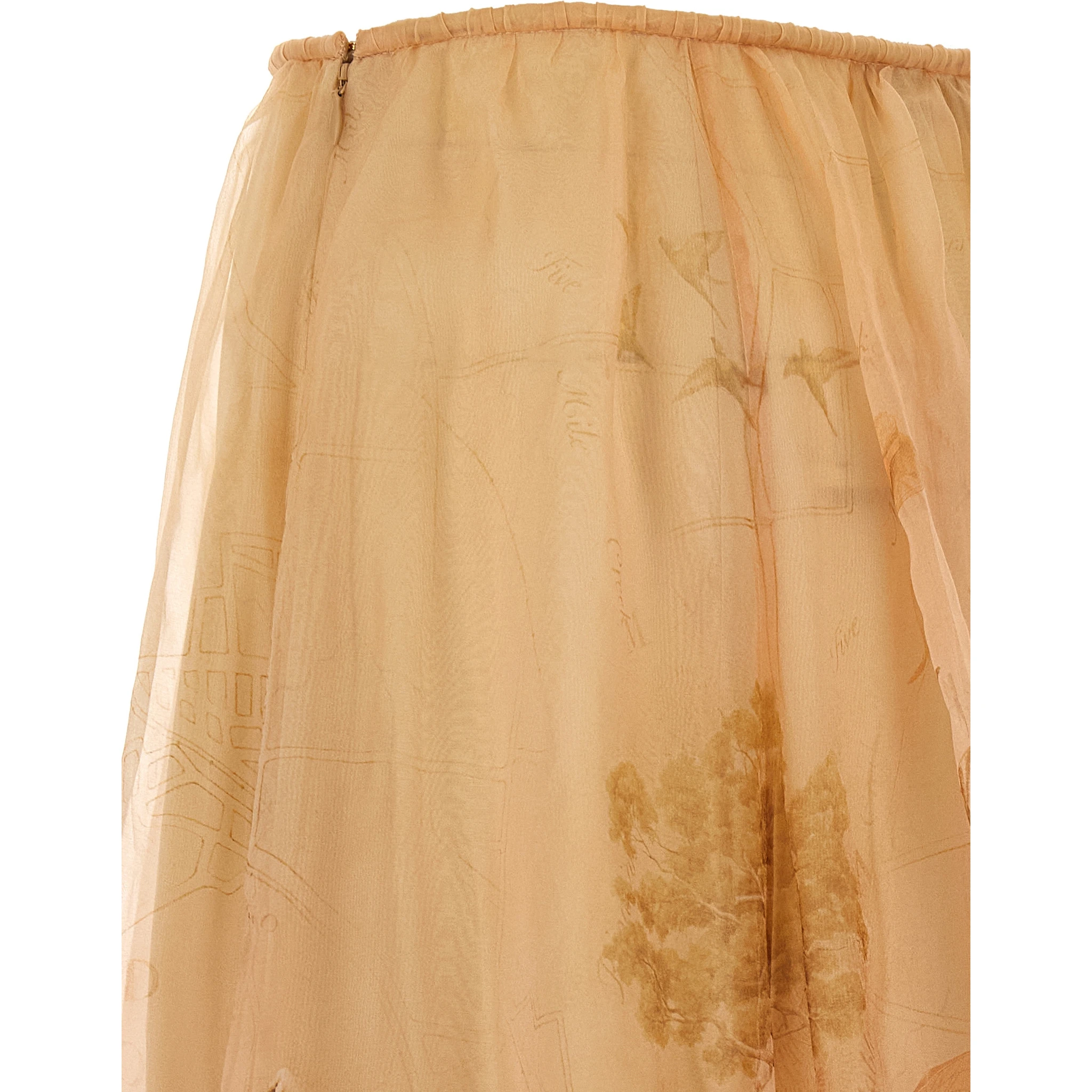 Beige Silk Mini Skirt