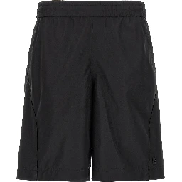 Black Polyester Bermuda Shorts