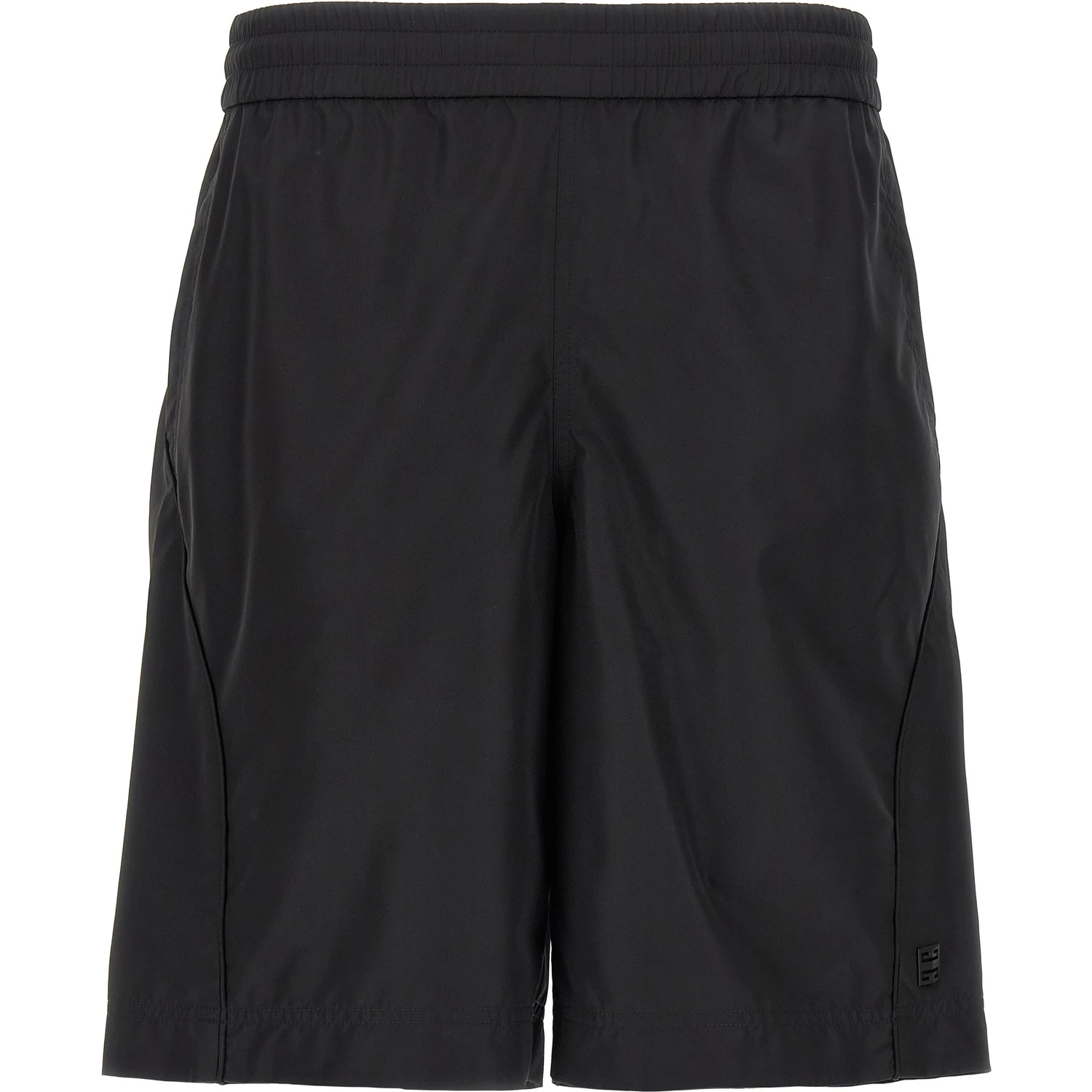 Black Polyester Bermuda Shorts