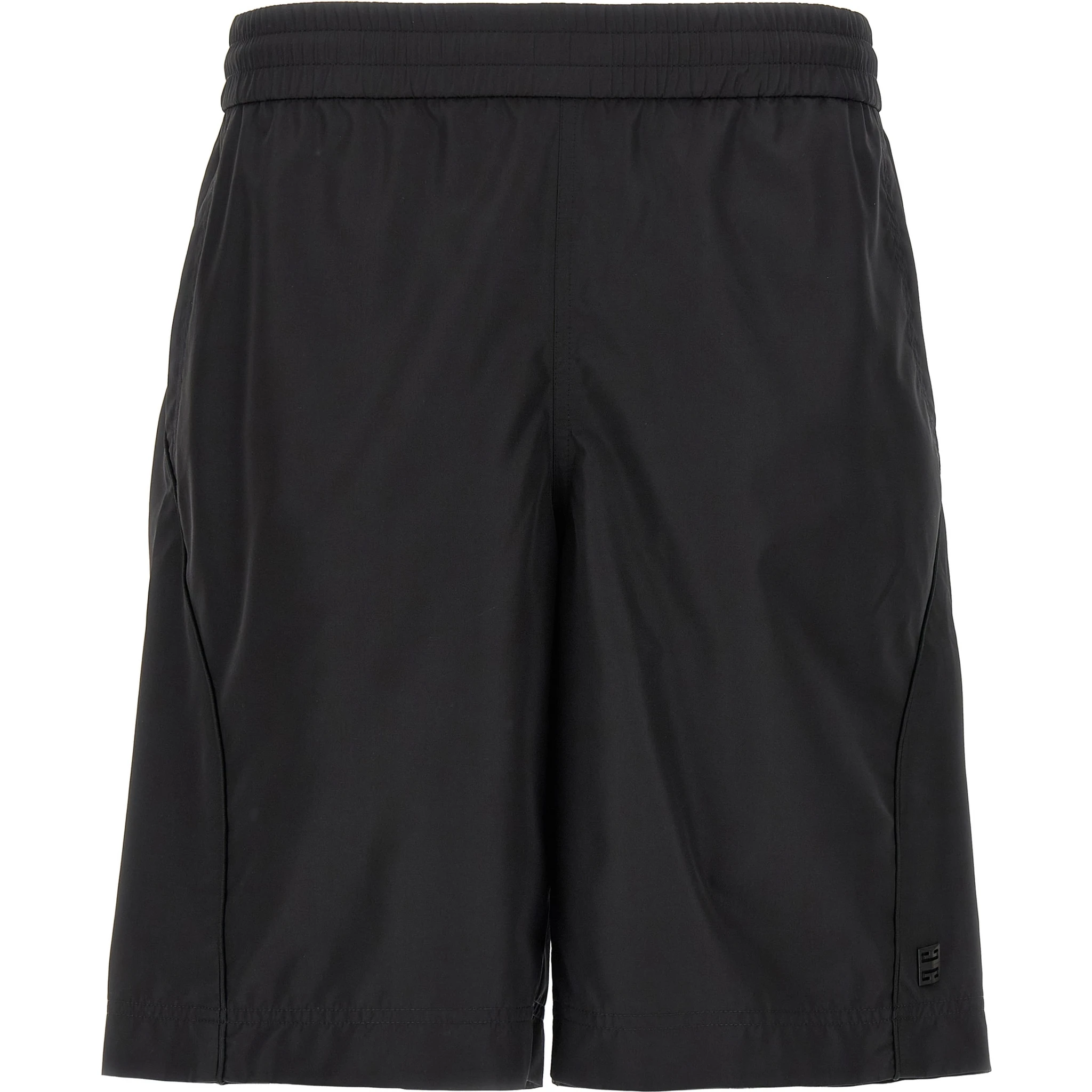 Black Polyester Bermuda Shorts