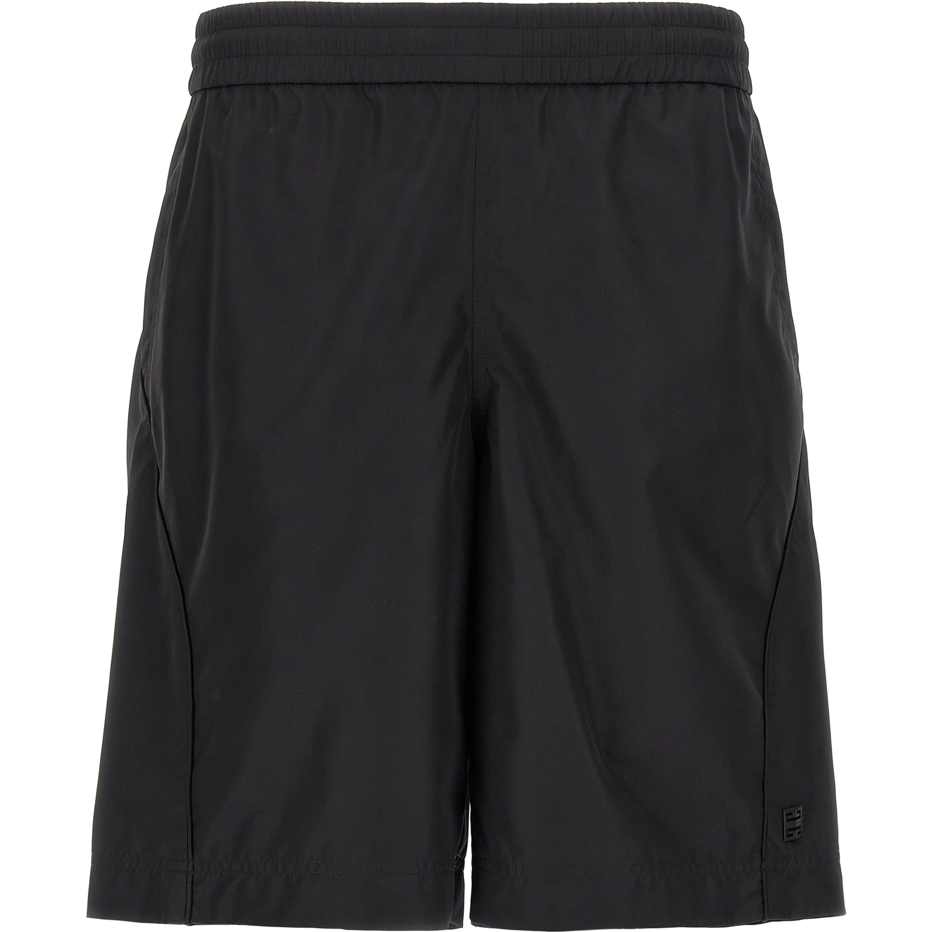 Black Polyester Bermuda Shorts