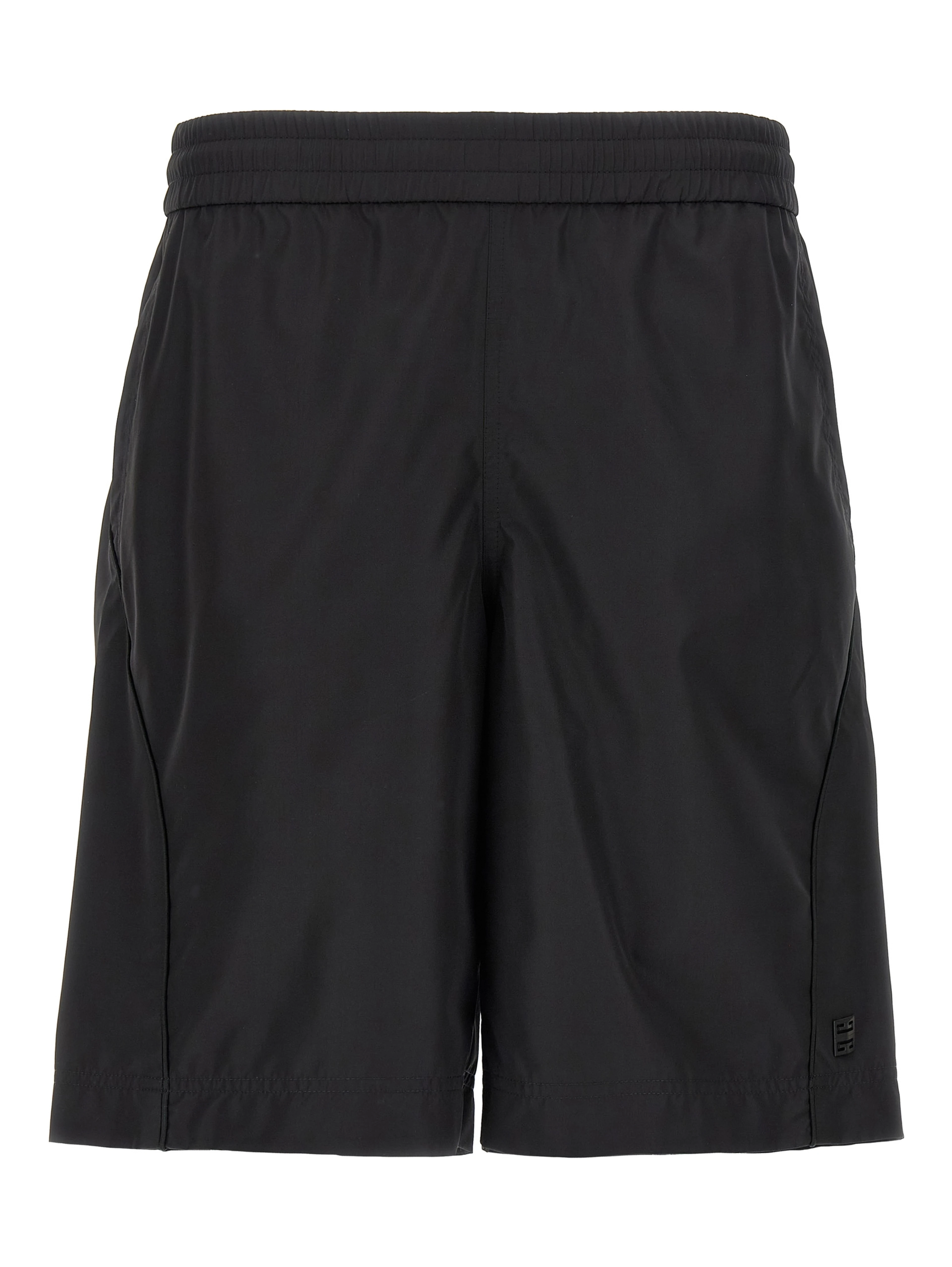 Black Polyester Bermuda Shorts