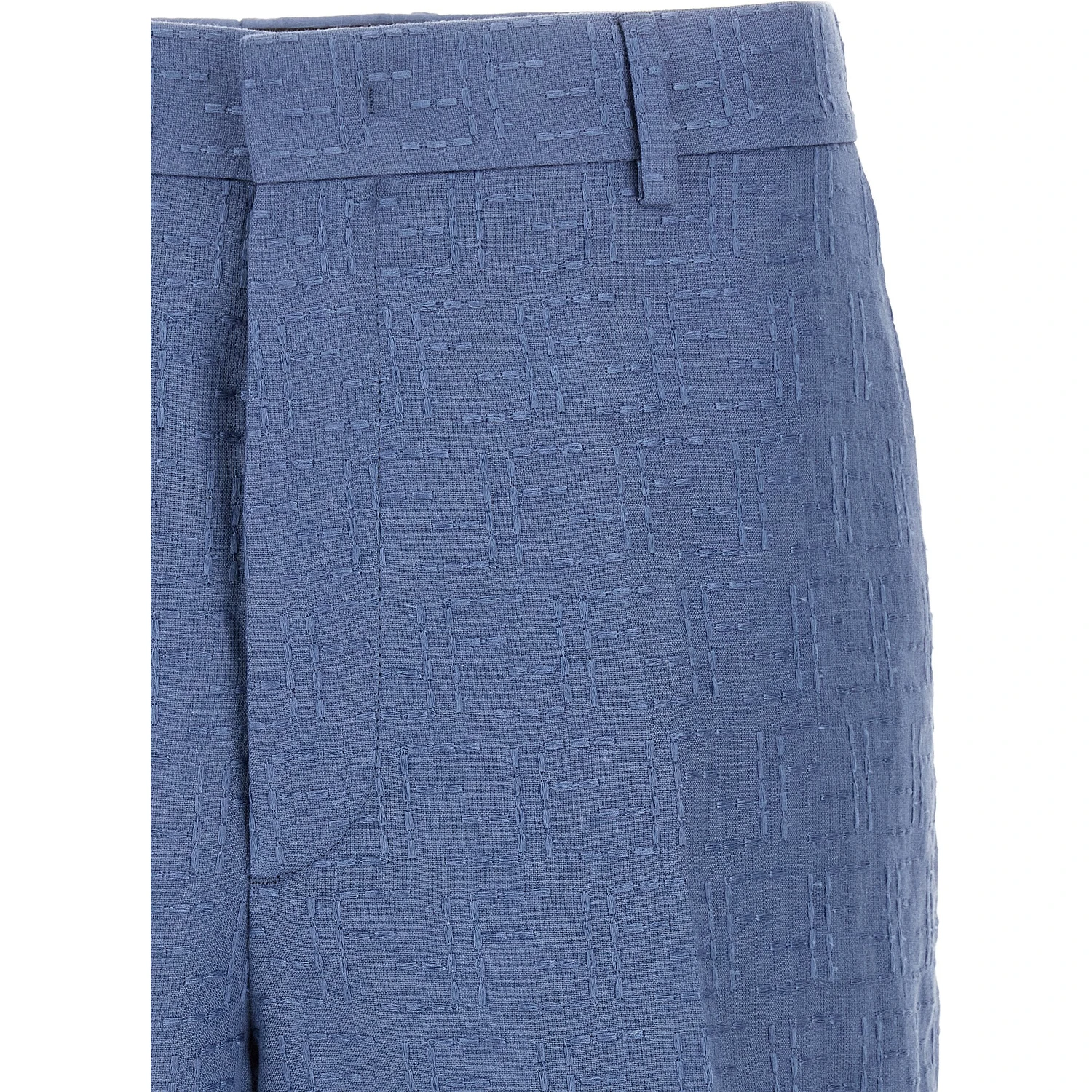 Blue Linen Bermuda Shorts