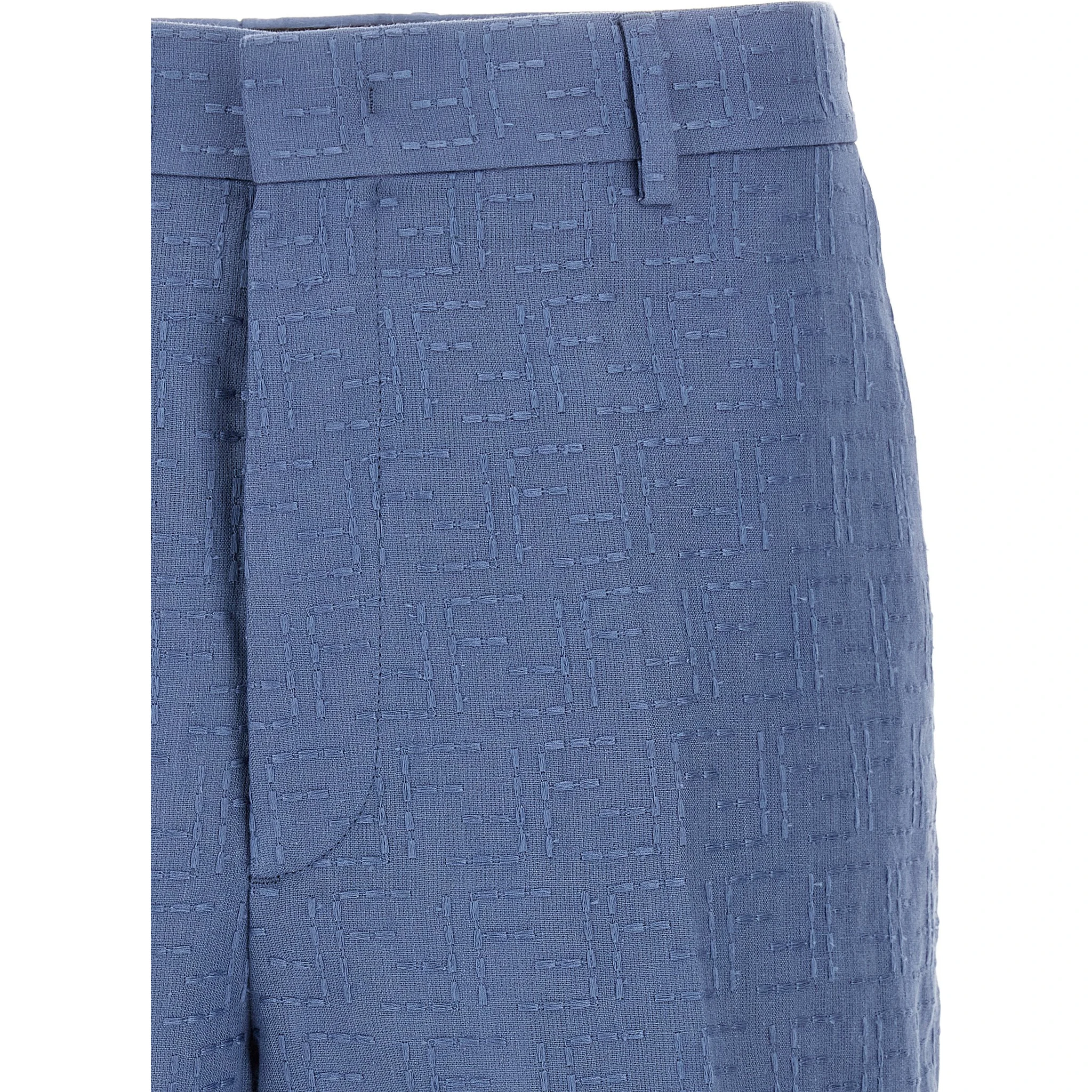 Blue Linen Bermuda Shorts