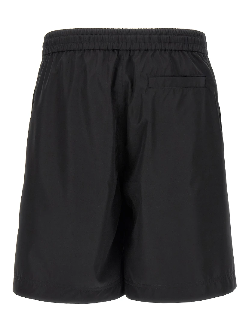 Black Polyester Bermuda Shorts