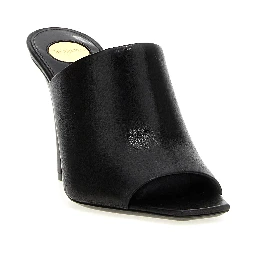 Black Leather Stiletto Heel Sandals