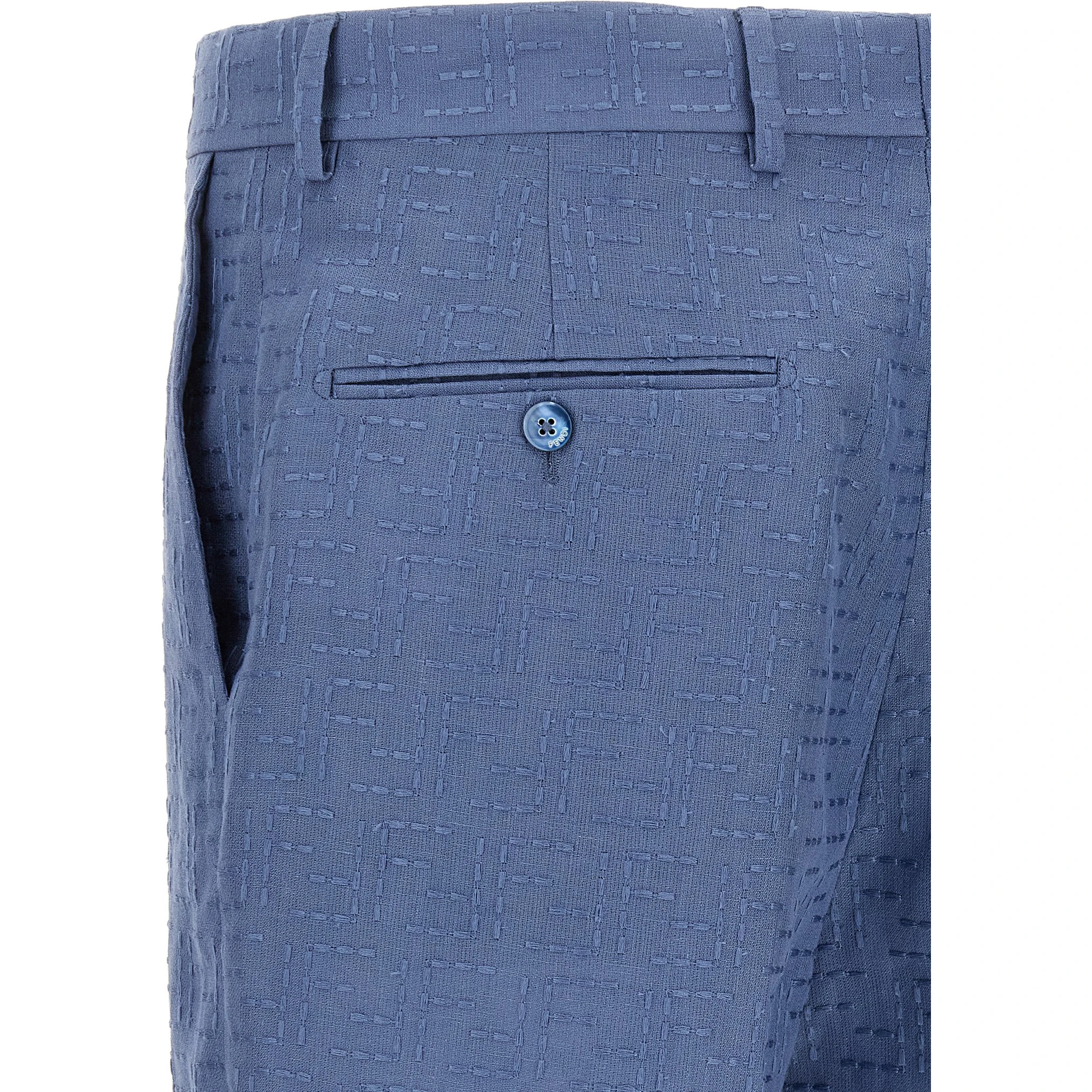 Blue Linen Bermuda Shorts