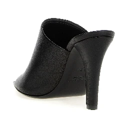 Black Leather Stiletto Heel Sandals
