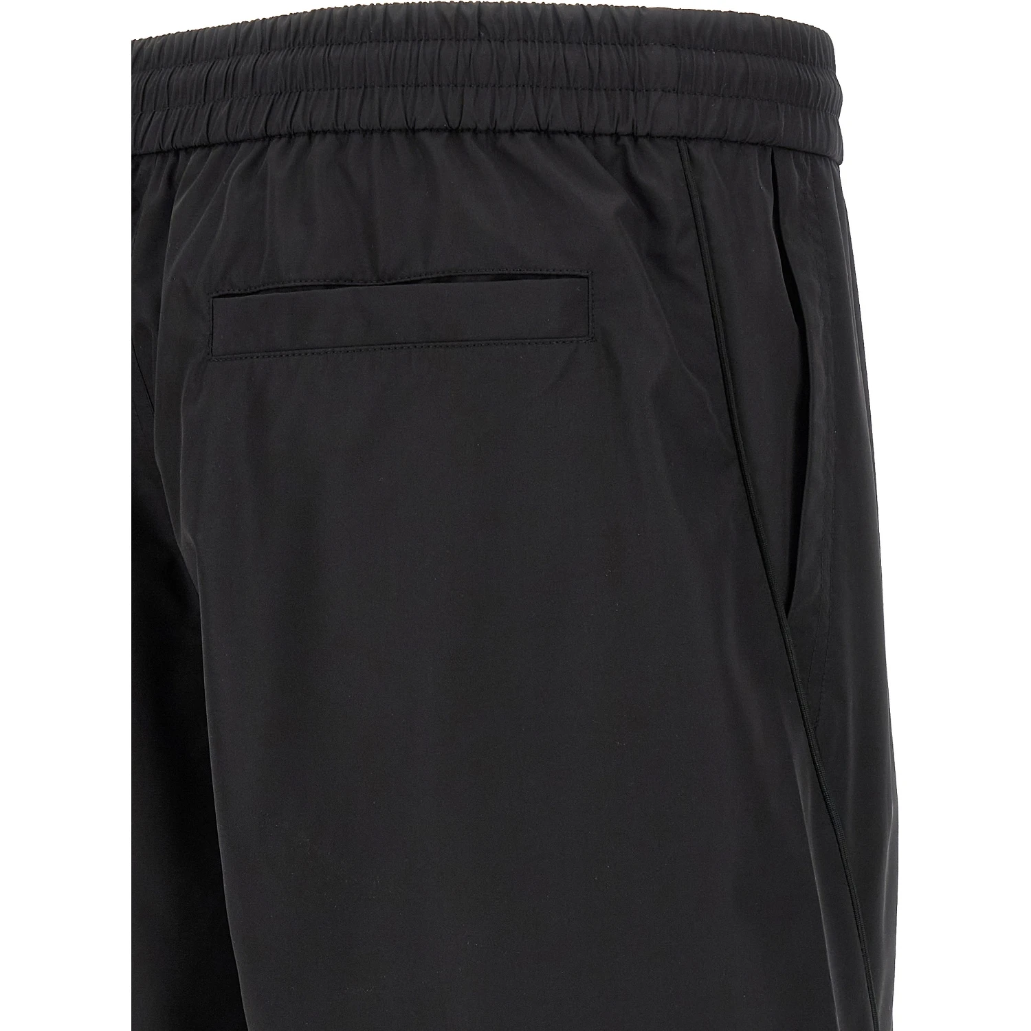 Black Polyester Bermuda Shorts