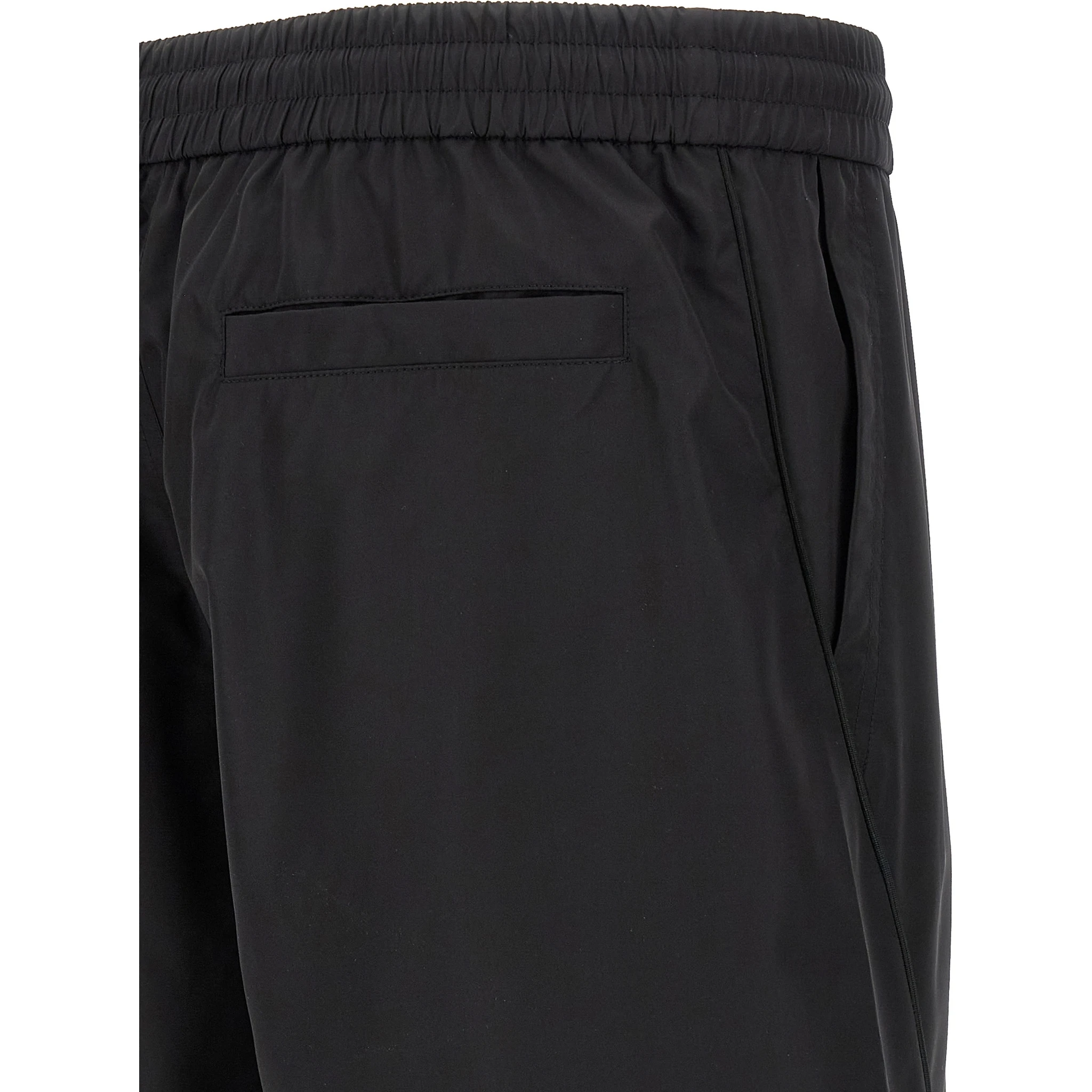 Black Polyester Bermuda Shorts