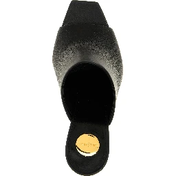 Black Leather Stiletto Heel Sandals