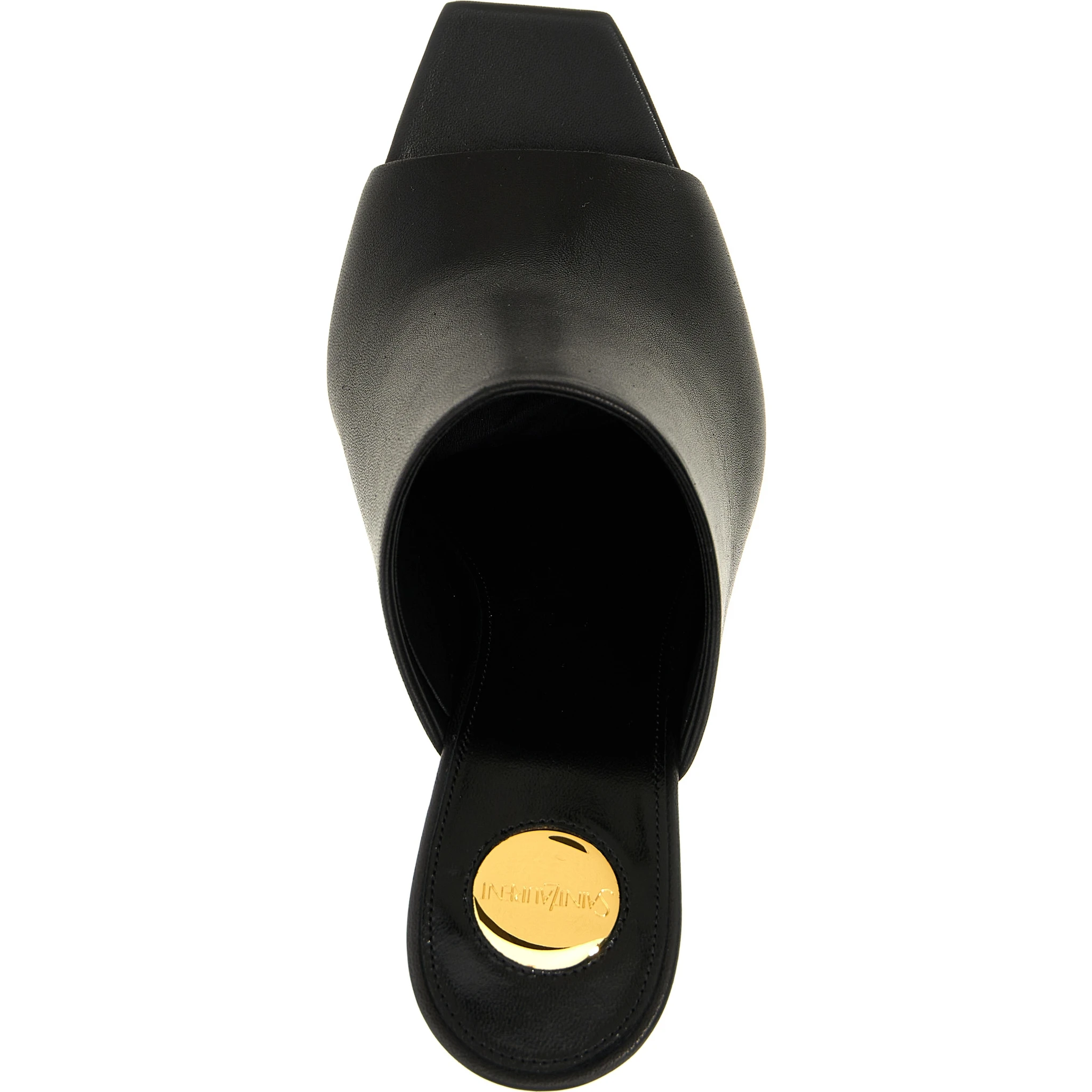 Black Leather Stiletto Heel Sandals