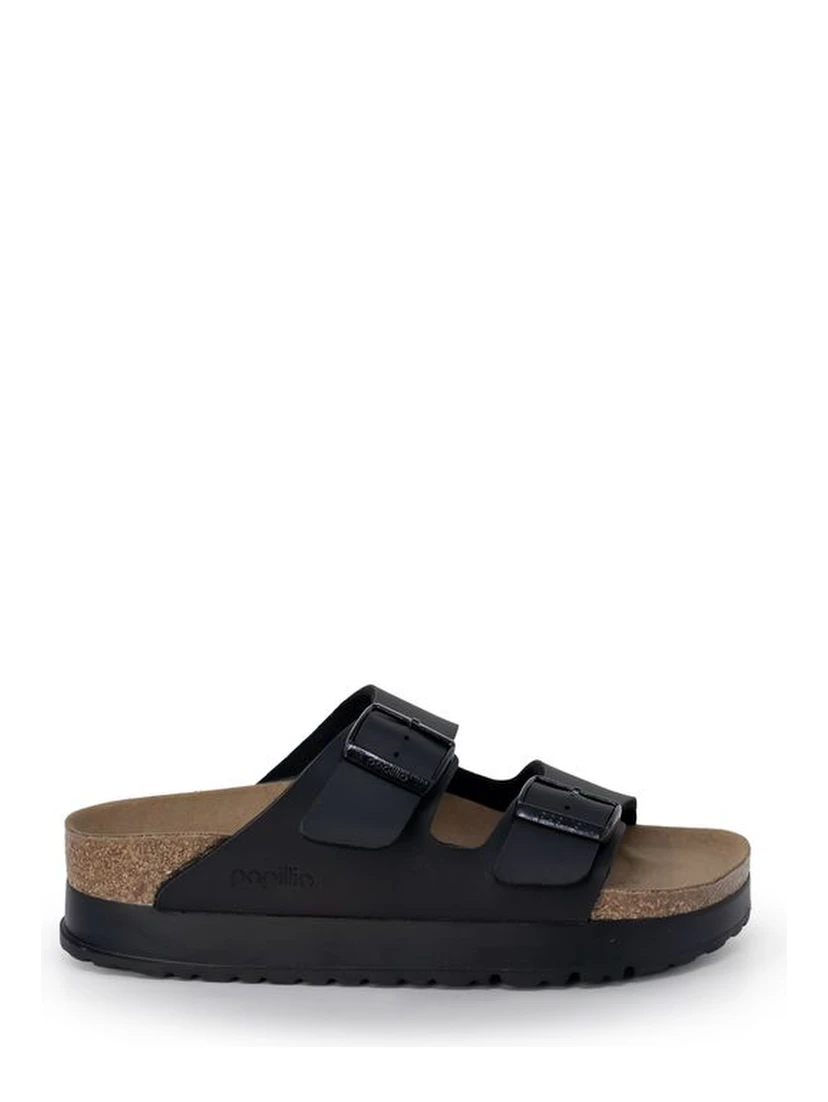 Black Synthetic Platform Sandals
