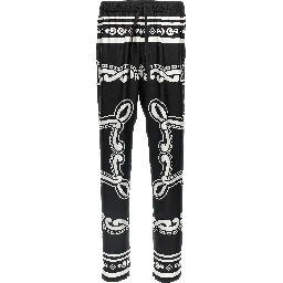 Bicolor Silk Casual Pants