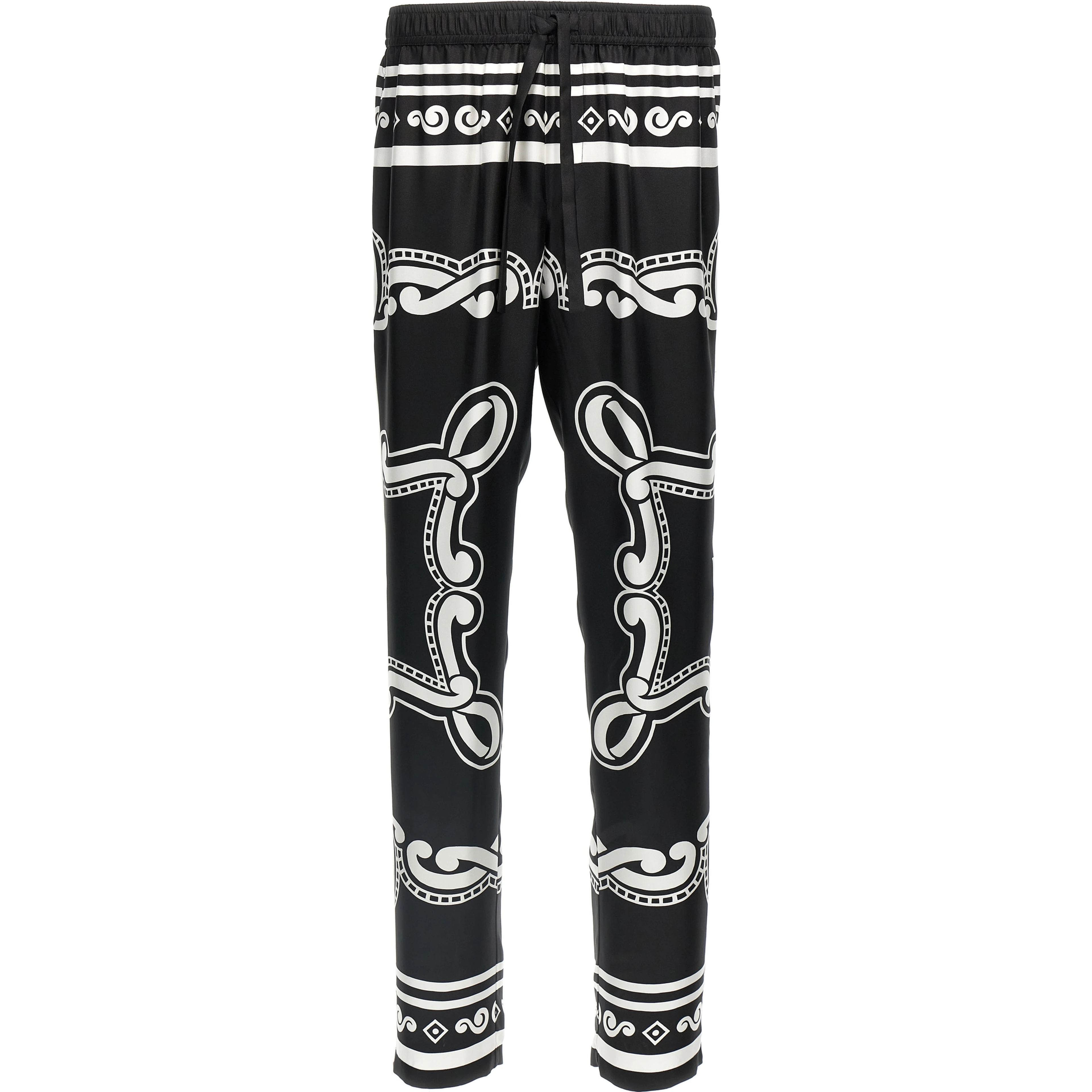 Bicolor Silk Casual Pants