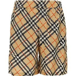 Beige Satin Bermuda Shorts