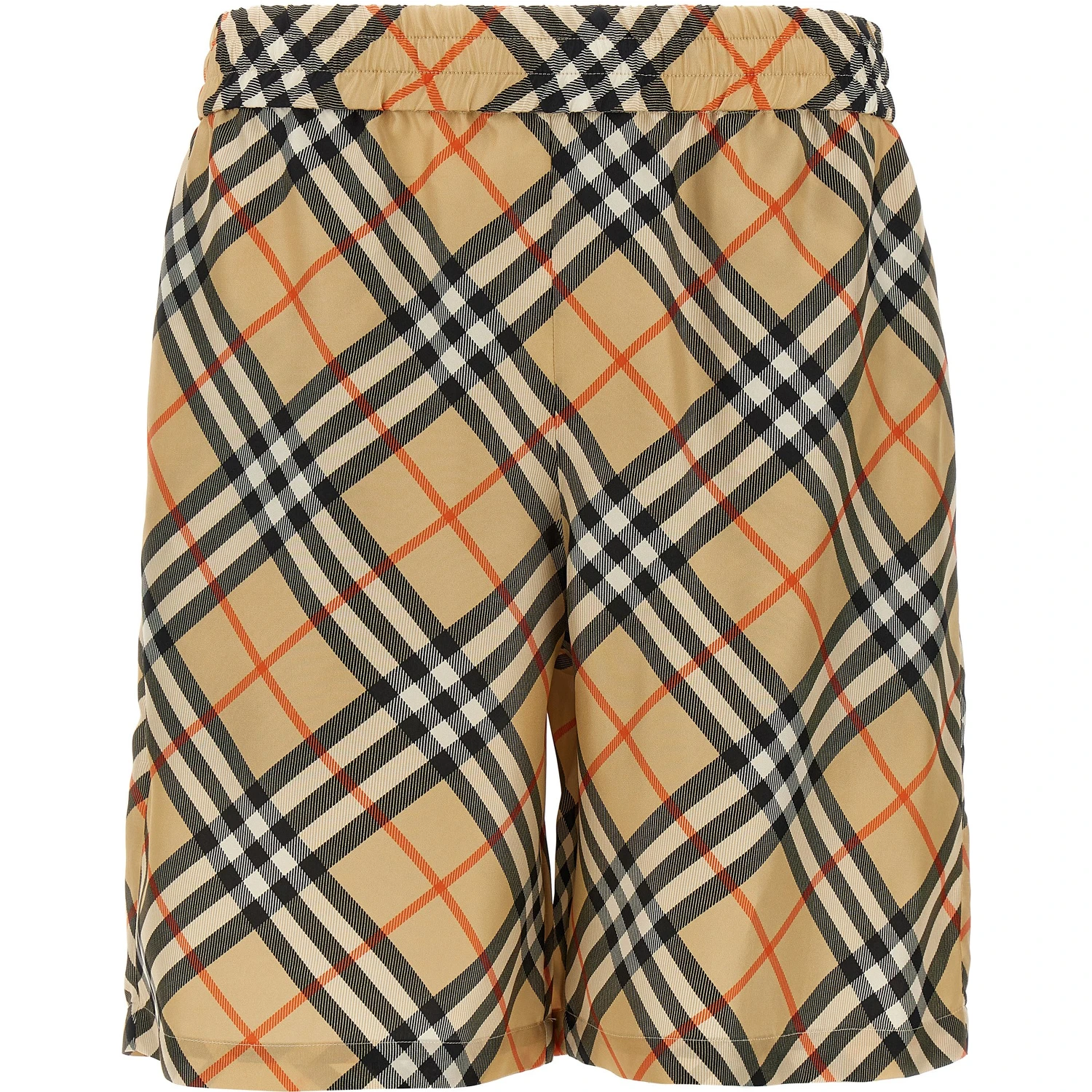 Beige Satin Bermuda Shorts