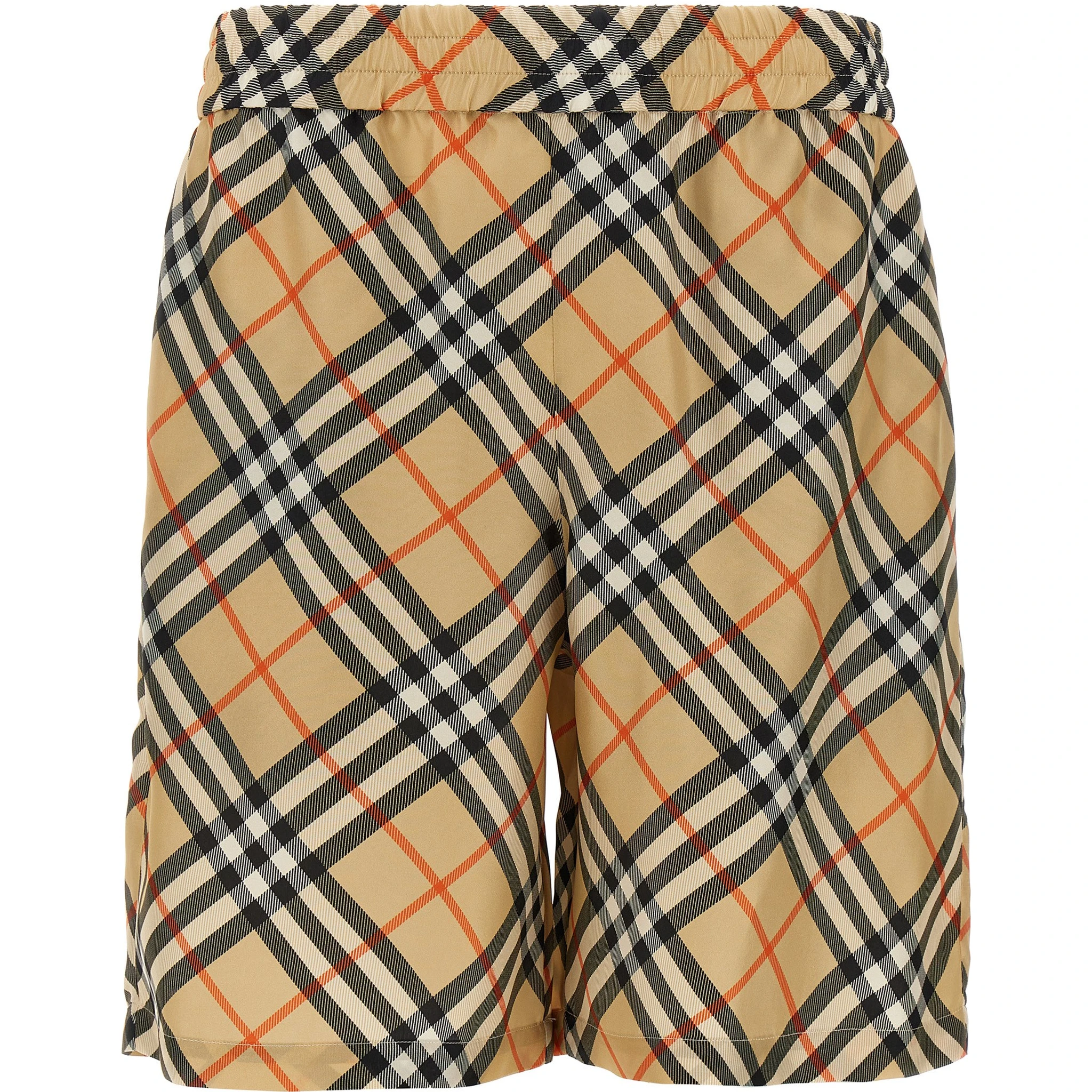 Beige Satin Bermuda Shorts