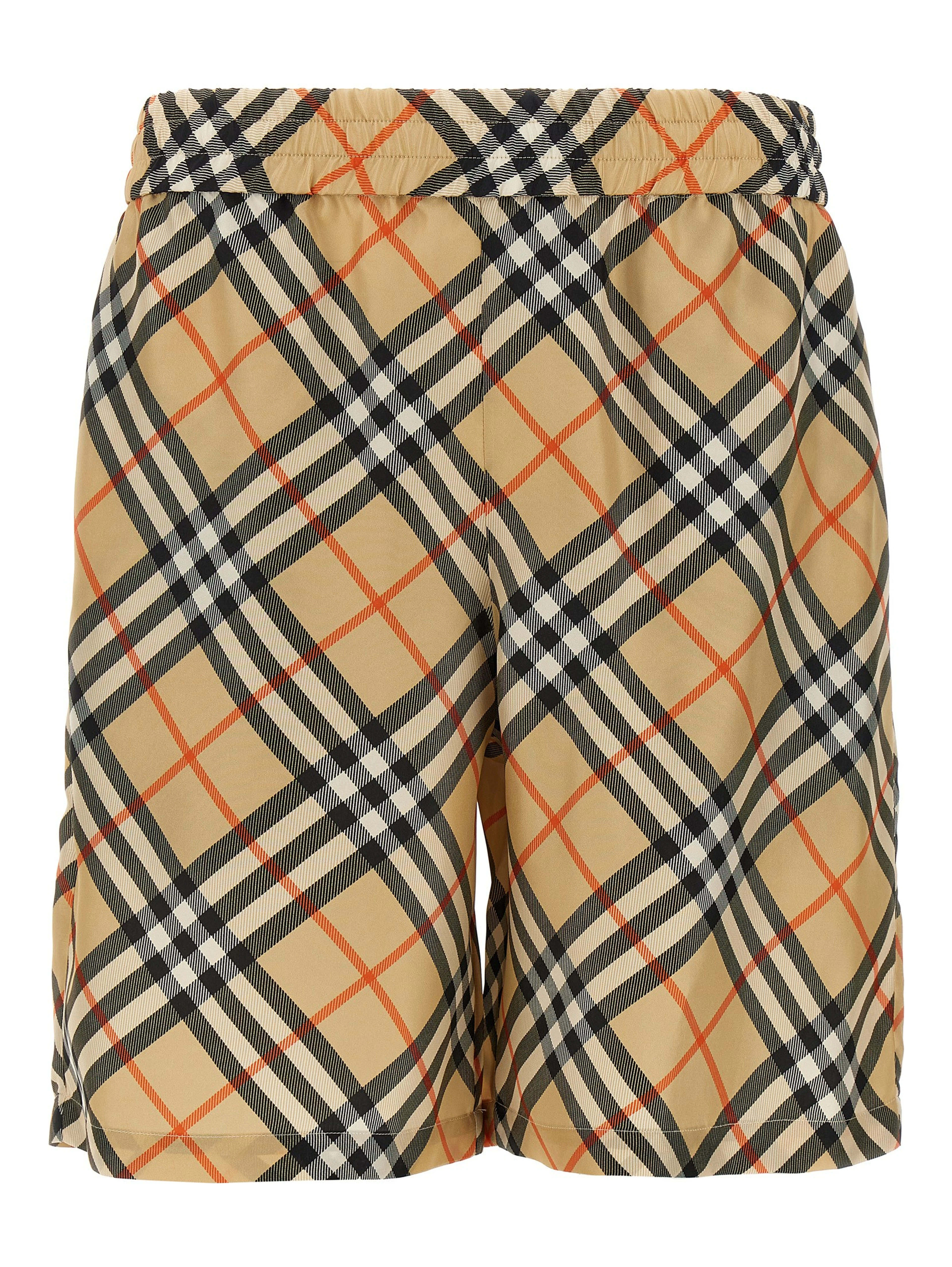 Beige Satin Bermuda Shorts