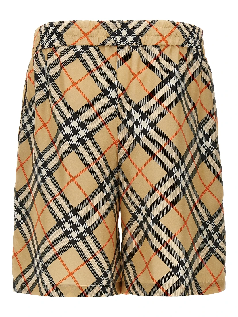 Beige Satin Bermuda Shorts
