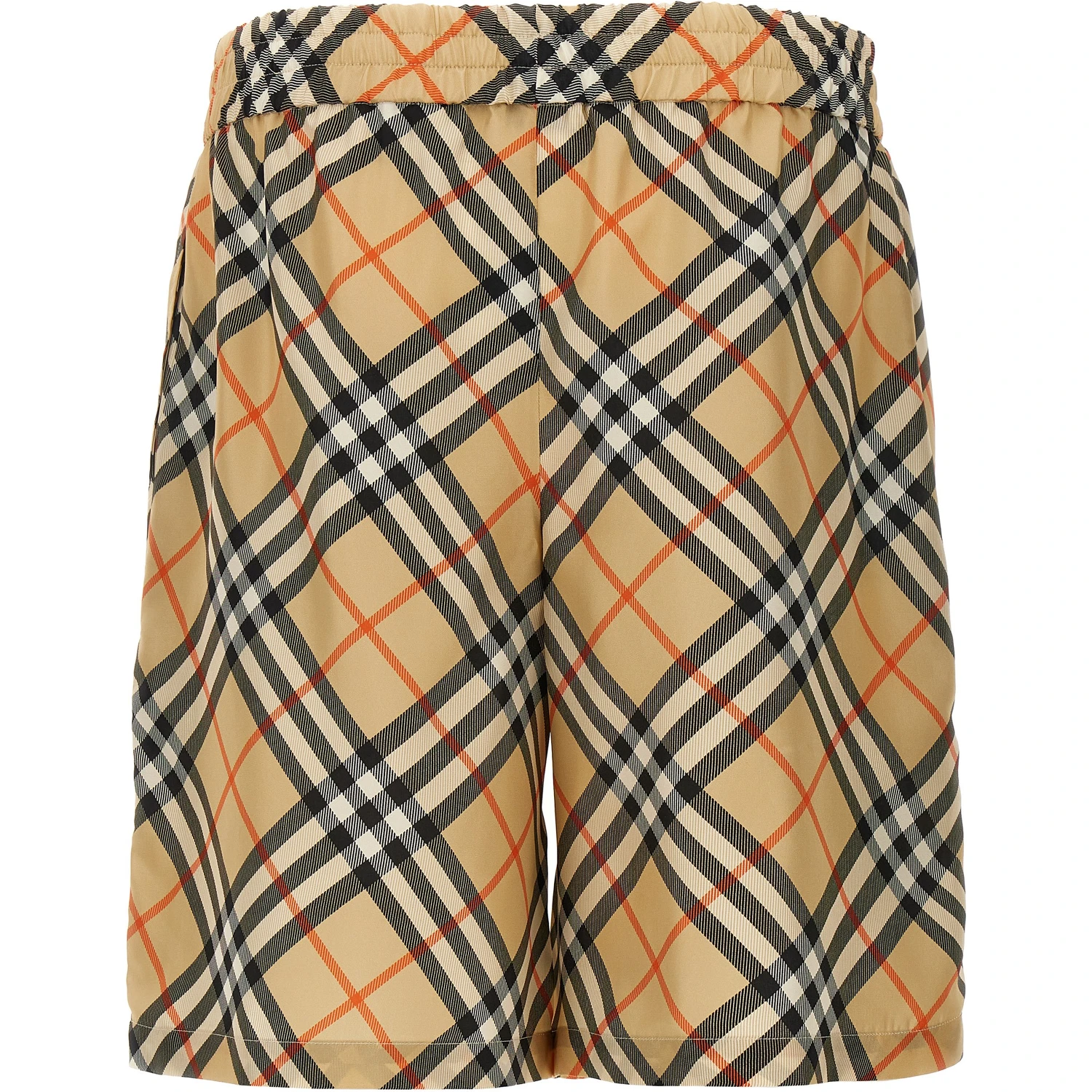Beige Satin Bermuda Shorts
