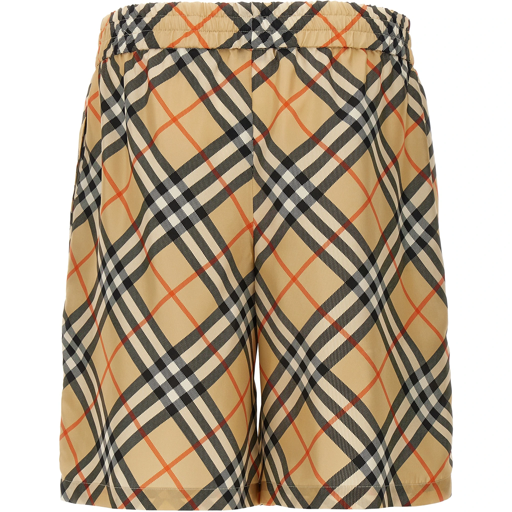 Beige Satin Bermuda Shorts