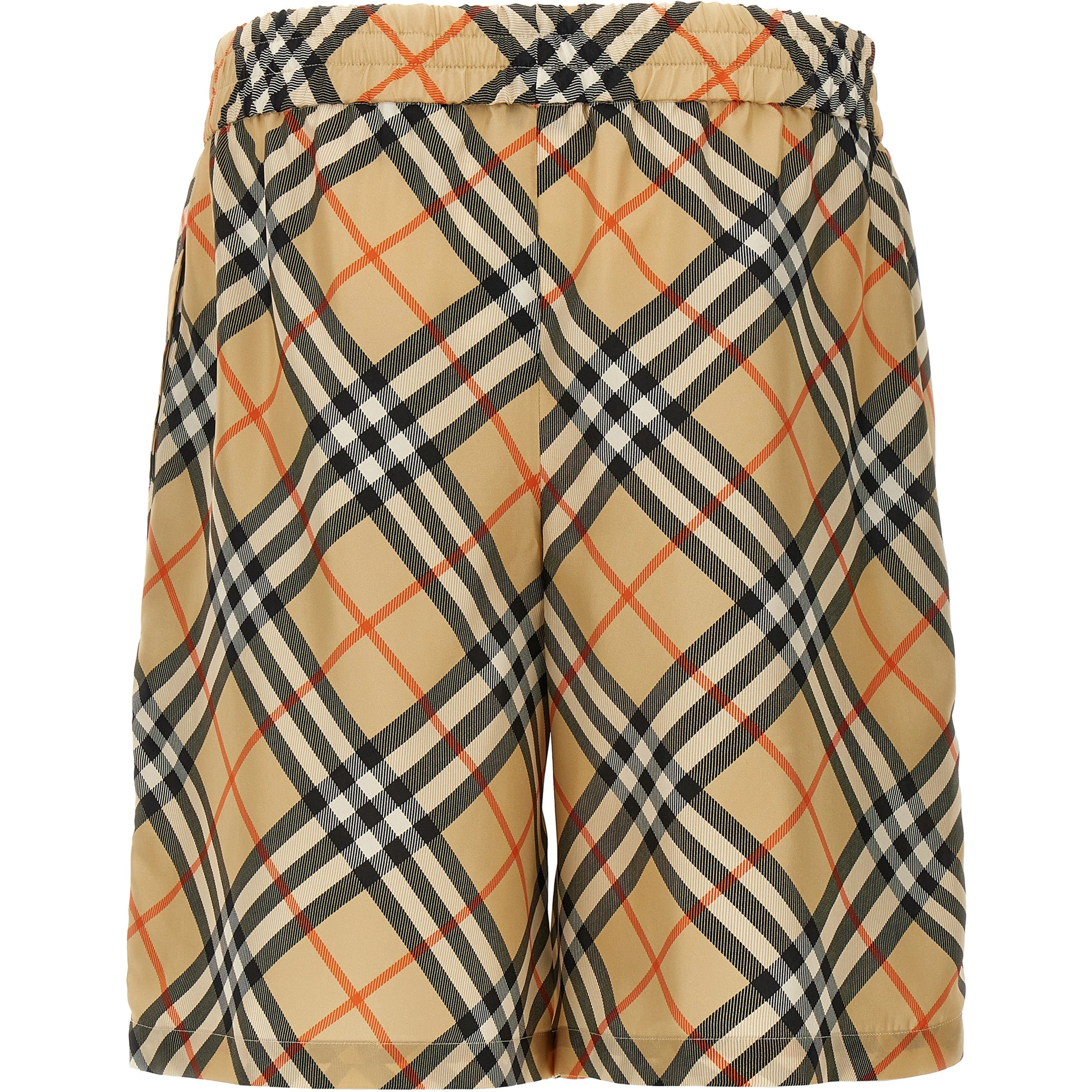 Beige Satin Bermuda Shorts