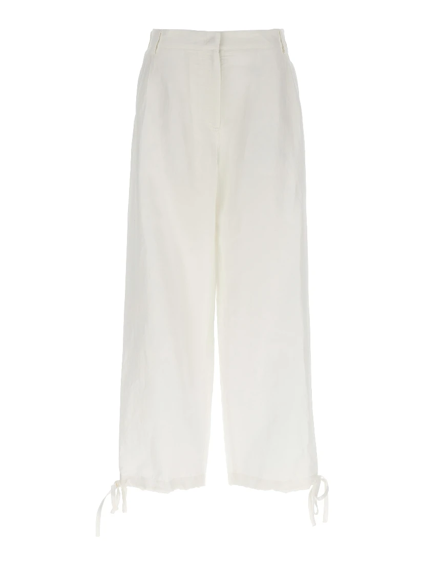 White Viscose Casual Pants