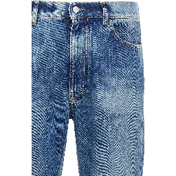Blue Cotton Straight-Leg Jeans