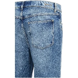 Blue Cotton Straight-Leg Jeans