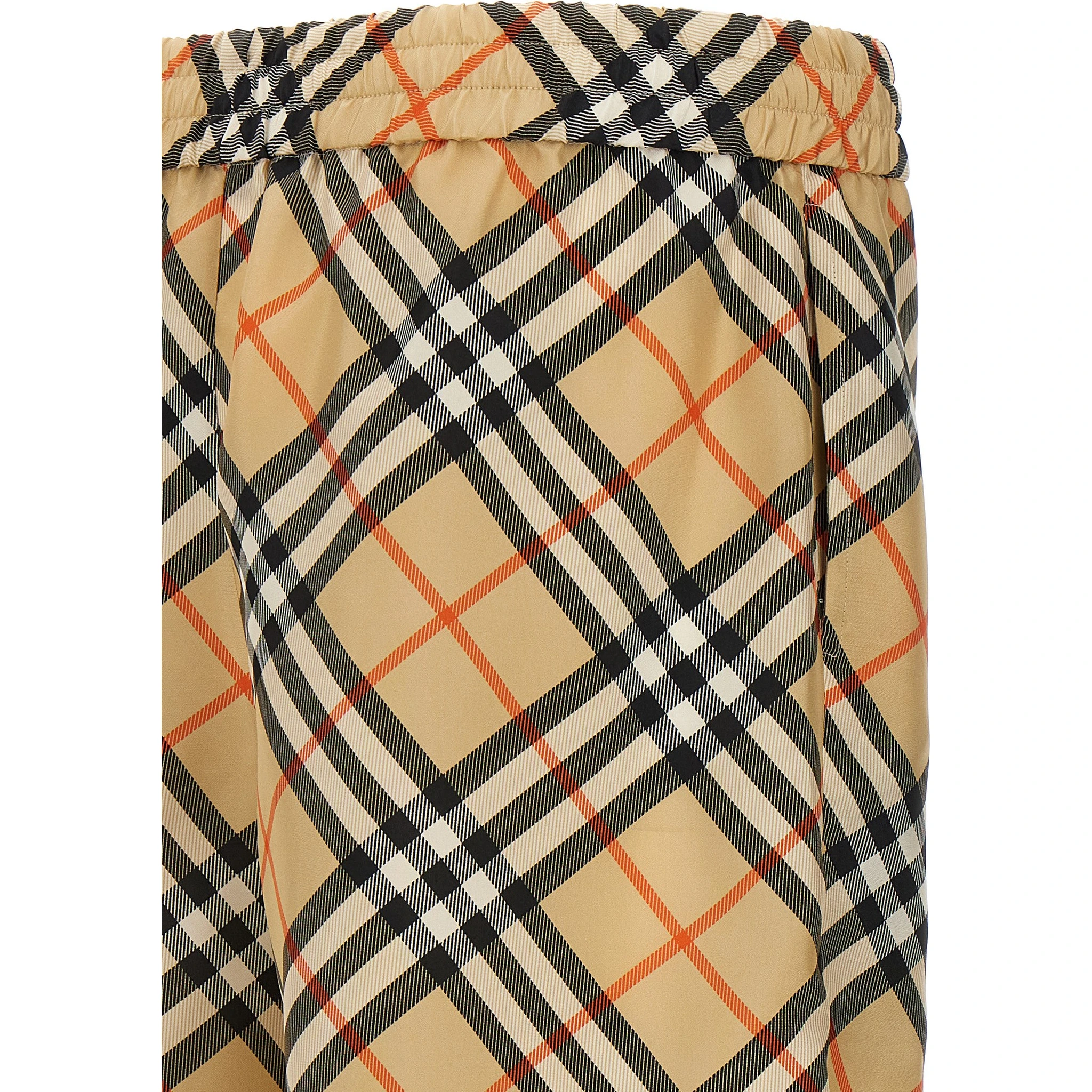 Beige Satin Bermuda Shorts