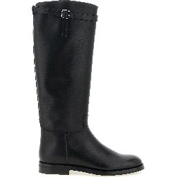 Black Calfskin Over The Knee