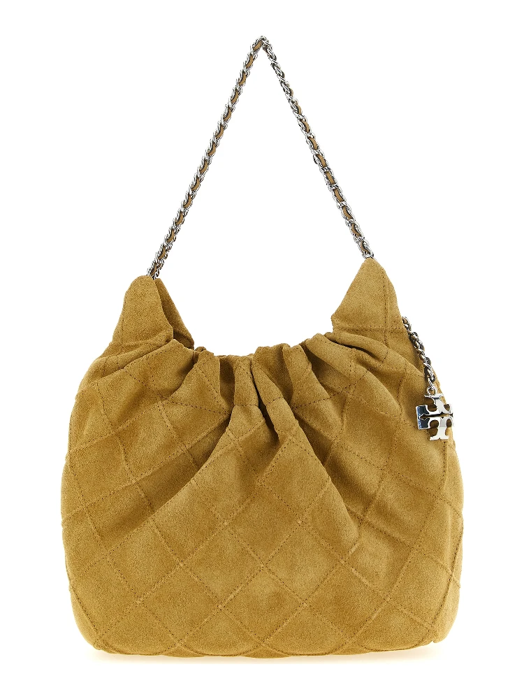 Beige Calfskin Shoulder Bag