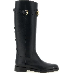 Black Calfskin Over The Knee