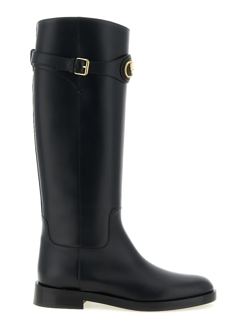 Black Calfskin Over The Knee